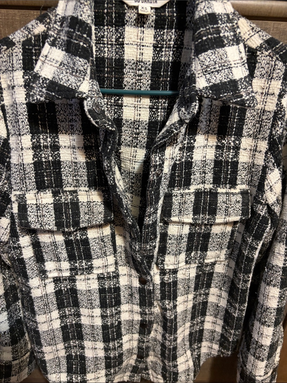BB Dakota Black and White Plaid Tweed Shacket - Picture 8 of 8